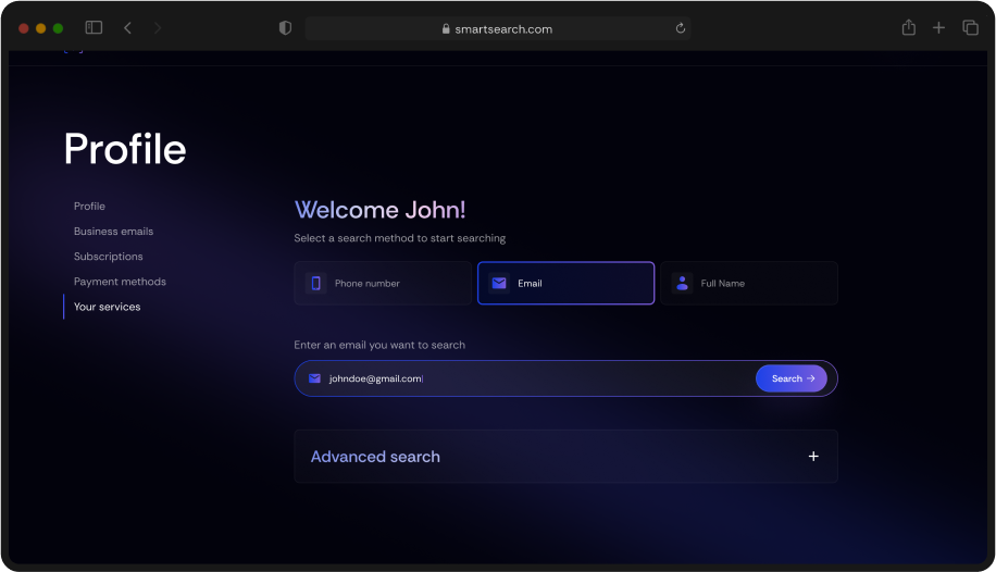 Smart Search Dashboard Preview